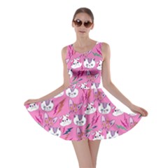 We Rock Pink Colorful Space With Cats Saturn And Stars Skater Dress by CoolDesigns