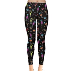 Glasses Black Cocktail Alcohol Party Leggings  by CoolDesigns
