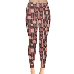 Wine Production Pink Purple Pattern With Wine Glasses Leggings by CoolDesigns