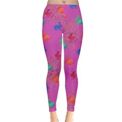 Colorful Rabbit Silhouette Orchid Leggings  by CoolDesigns