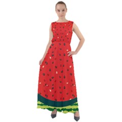 Full Watermelon Red Chiffon Mesh Maxi Dress by CoolDesigns