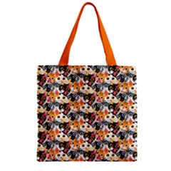 Cute Cat Face Pet Orange Zipper Grocery Tote Bag by CoolDesigns
