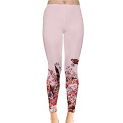 Pink Birdy Blue Water With Pattern Tree Japanese Cherry Blossom Women s Leggings by CoolDesigns