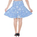 Snowflakes Xmas Bright Royal Blue Velvet High Waist Skirt View2