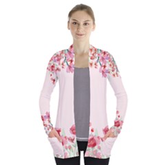 Pink Garden Open Front Pocket Cardigan by CoolDesigns