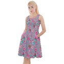 Light Gray Lollipop Candy Macaroon Cupcake Donut Knee Length Skater Dress With Pockets View1
