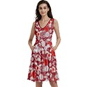 Hawaii Hibiscus Tropical Red & White Sleeveless V-neck skater dress View1