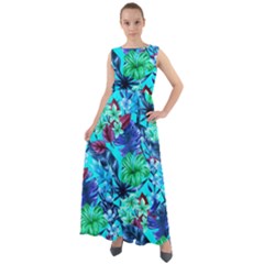 Hawaii Hibiscus Flowers Light Blue Chiffon Mesh Maxi Dress by CoolDesigns