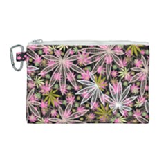 Gray Light Pink Cannabis Marijuana Canvas Cosmetic Bag by CoolDesigns