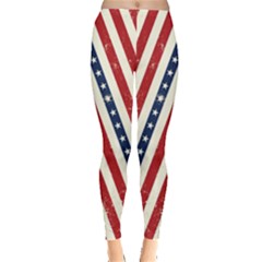 Navy & Red Stripe Design American Flag Leggings by CoolDesigns