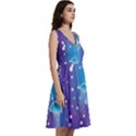 Jellyfish Purple Ocean Bubbles Stretch V-Neck Skater Dress with Pockets View3