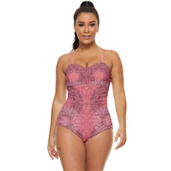 Coral Damask Party Cut-out Retro Full Coverage Swimsuit by CoolDesigns