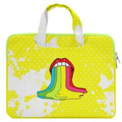 Yellow Colorful Paint Splash Lips Print Carrying Handbag Double Pocket Laptop Bag  by CoolDesigns