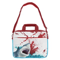 Red & Teal Fierce Shark Pattern 16  Shoulder Laptop by CoolDesigns