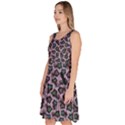 Purple & Black Cute Cats Pattern Knee Length Skater Dress With Pockets View2