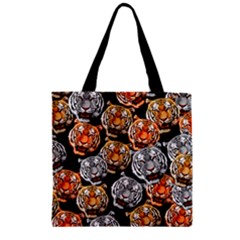 Orange & Black Tiger Pattern Zipper Grocery Tote Bag by CoolDesigns