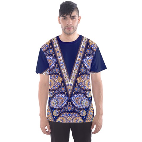 Blue Traditional African Print Dashiki Men s Sports Mesh Tee by CoolDesigns
