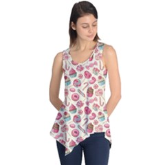 Pink Yummy Colorful Sweet Lollipop Candy Macaroon Cupcake Donut Sleeveless Tunic Top by CoolDesigns