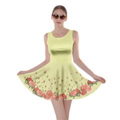 Roses Yellow Floral Skater Dress by CoolDesigns