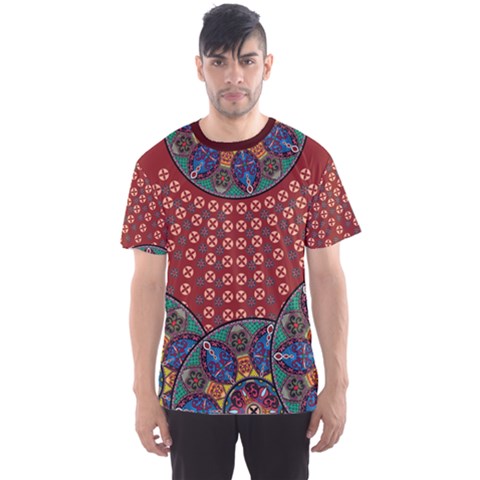 Traditional African Native Print Red Men s Sports Mesh Tee by CoolDesigns
