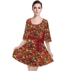 Xmas Red Elegant Christmas Lights Soft Velour Kimono Dress by CoolDesigns