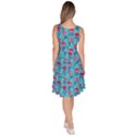 Polka Dots Teal Spring Flowers Knee Length Skater Dress With Pockets View4