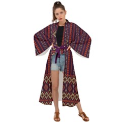 Orange Dashiki African Print Purple Maxi Kimono by CoolDesigns