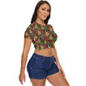Marijuana Red & Yellow Cannabis Leaves Side Button Cropped Tee View3