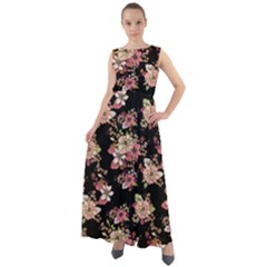 Vintage Black Floral Flowers Chiffon Mesh Maxi Dress by CoolDesigns