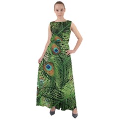 Peacock Green Feathers Chiffon Mesh Maxi Dress by CoolDesigns