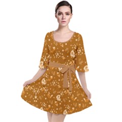 Fox Orange Brown Elegant Floral Flower Moon Velour Kimono Dress by CoolDesigns