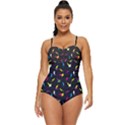Colorful Space Cats Saturn and Stars Retro Full Coverage Swimsuit View1