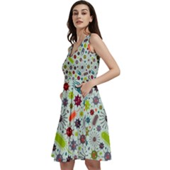 Seamless Pattern With Viruses Sleeveless V-neck Skater Dress With Pockets by Bedest