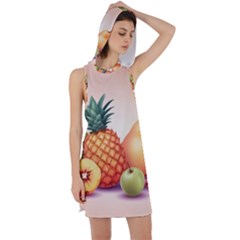 Fruit Pattern Apple Abstract Food Racer Back Hoodie Dress by Proyonanggan