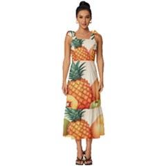 Fruit Pattern Apple Abstract Food Tie-strap Tiered Midi Chiffon Dress by Proyonanggan