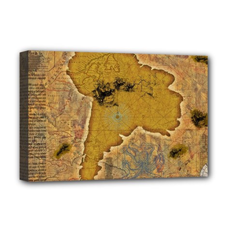 Vintage Map Of The World Continent Deluxe Canvas 18  X 12  (stretched) by Proyonanggan