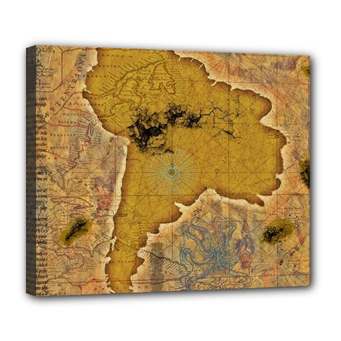 Vintage Map Of The World Continent Deluxe Canvas 24  X 20  (stretched) by Proyonanggan