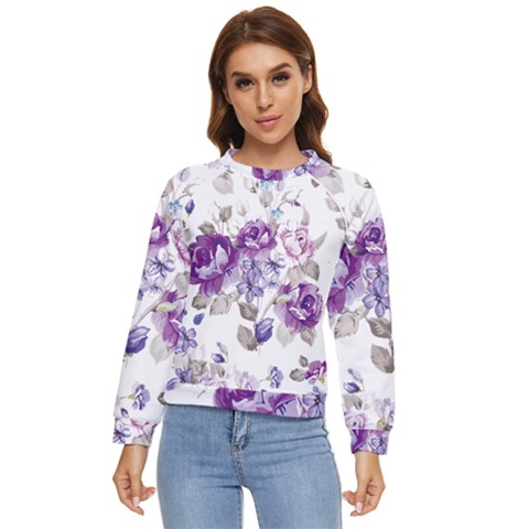 Flower-floral-design-paper-pattern-purple-watercolor-flowers-vector-material-90d2d381fc90ea7e9bf8355 Women s Long Sleeve Raglan T-shirt by saad11