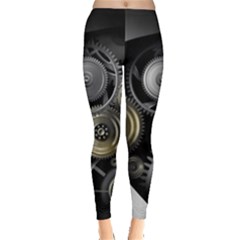 Abstract Style Gears Gold Silver Everyday Leggings  by Cemarart
