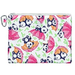 Panda Umbrella Pattern Canvas Cosmetic Bag (xxl) by Cemarart