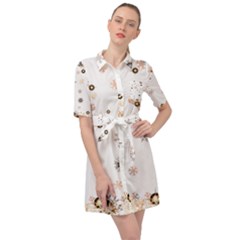 Golden-snowflake Belted Shirt Dress by saad11