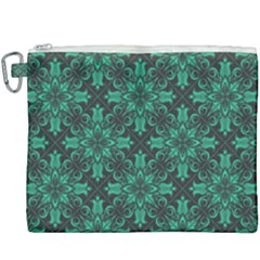 Green Damask Pattern Vintage Floral Pattern, Green Vintage Canvas Cosmetic Bag (xxxl) by nateshop
