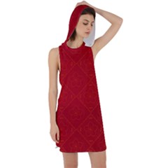 Red Chinese Background Chinese Patterns, Chinese Racer Back Hoodie Dress by nateshop