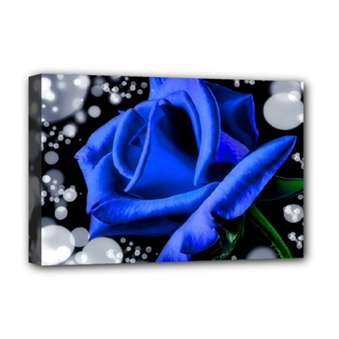 Blue Rose Bloom Blossom Deluxe Canvas 18  X 12  (stretched) by Proyonanggan