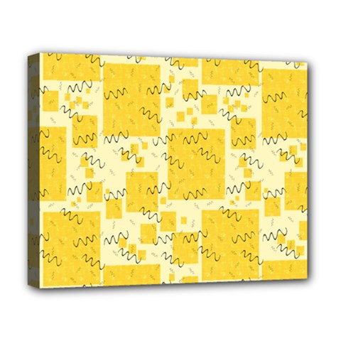 Party Confetti Yellow Squares Deluxe Canvas 20  X 16  (stretched) by Proyonanggan