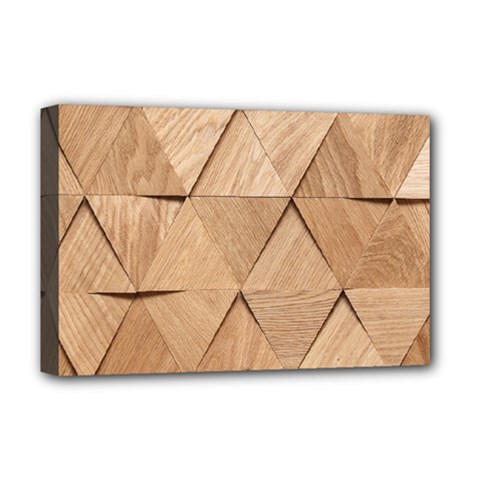 Wooden Triangles Texture, Wooden Wooden Deluxe Canvas 18  X 12  (stretched) by nateshop