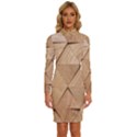 Wooden Triangles Texture, Wooden Wooden Long Sleeve Shirt Collar Bodycon Dress View1