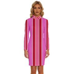 Stripes-4 Long Sleeve Shirt Collar Bodycon Dress by nateshop