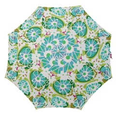 Mazipoodles Love Flowers - Olive Teal Green Purple White-  Straight Umbrellas by Mazipoodles