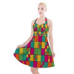 Abstract-background Halter Party Swing Dress  by nateshop
